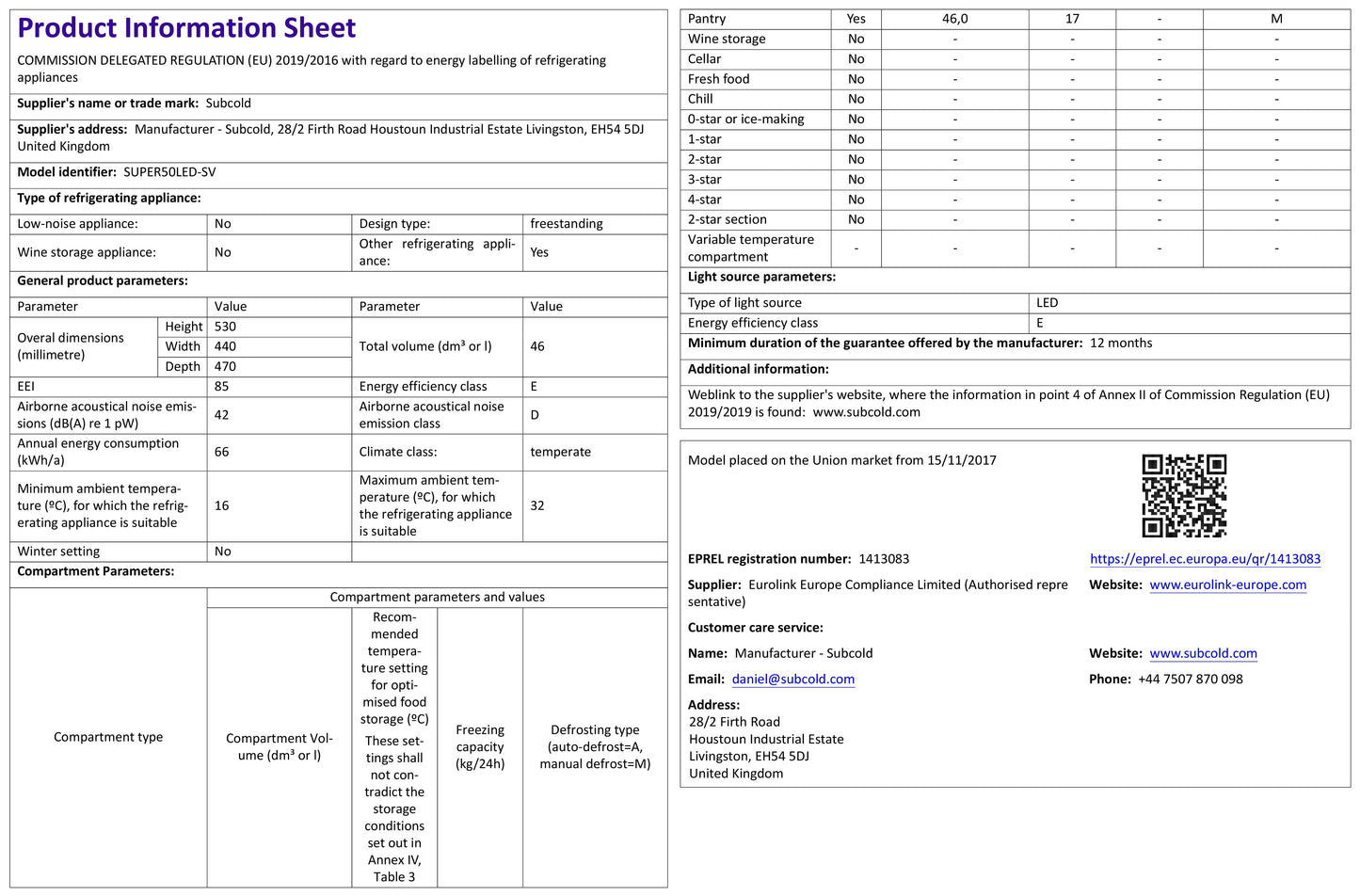 Subcold Super 50 LED Beer Fridge - Silver