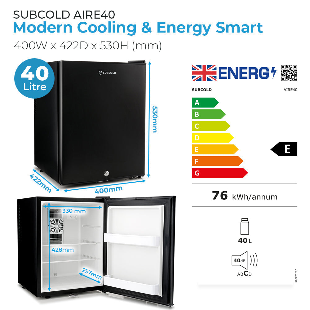 Subcold Aire40 LED Mini Fridge - Black