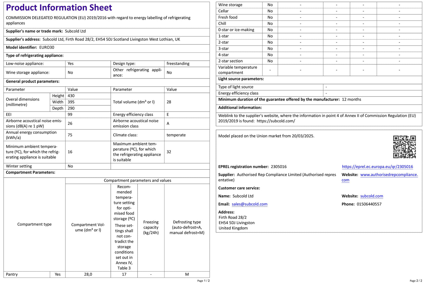 Subcold Euro30 Thermoelectric Cool Box