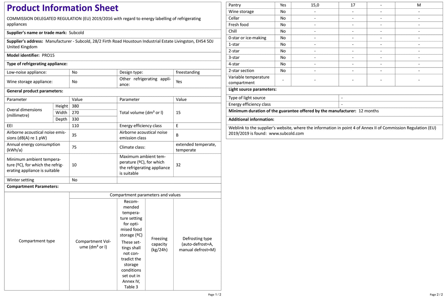 Subcold Pro 15L Mini Fridge