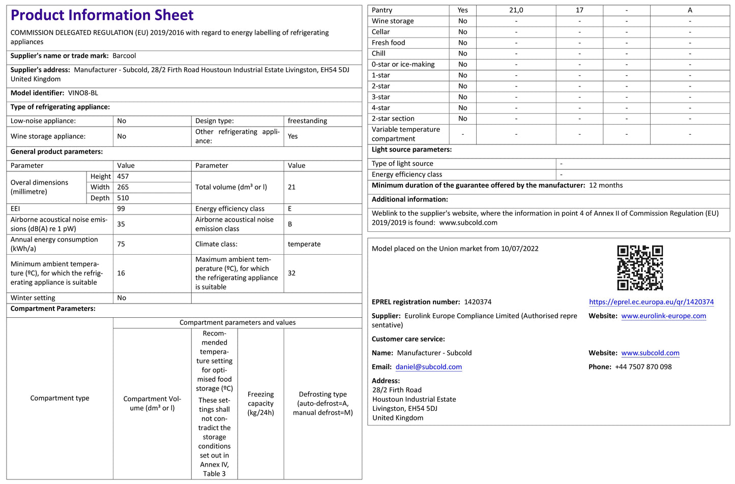 Barcool Vino8 Wine Cooler